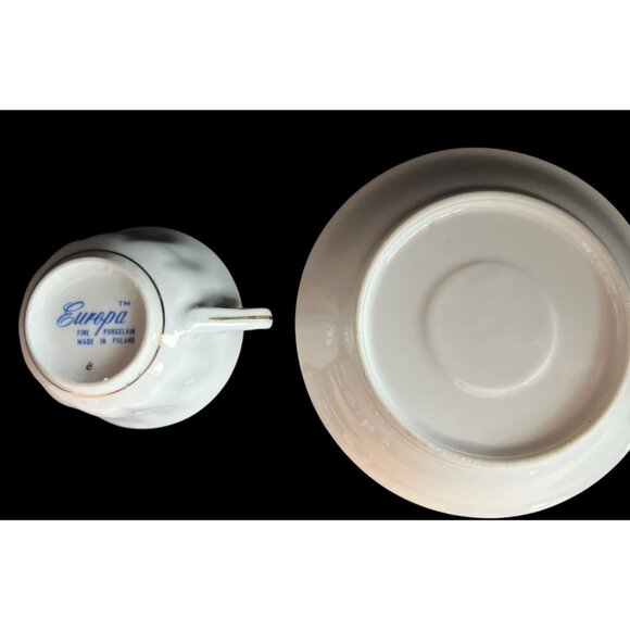 VTG  Walbrzych China "Empire" Demitasse Cup & Saucer Poland White Gold Europa - Picture 6 of 7